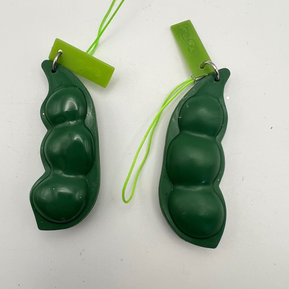 Peas In The Pod Silicone Hangers Ornaments Fidgets 2" Lot of 2